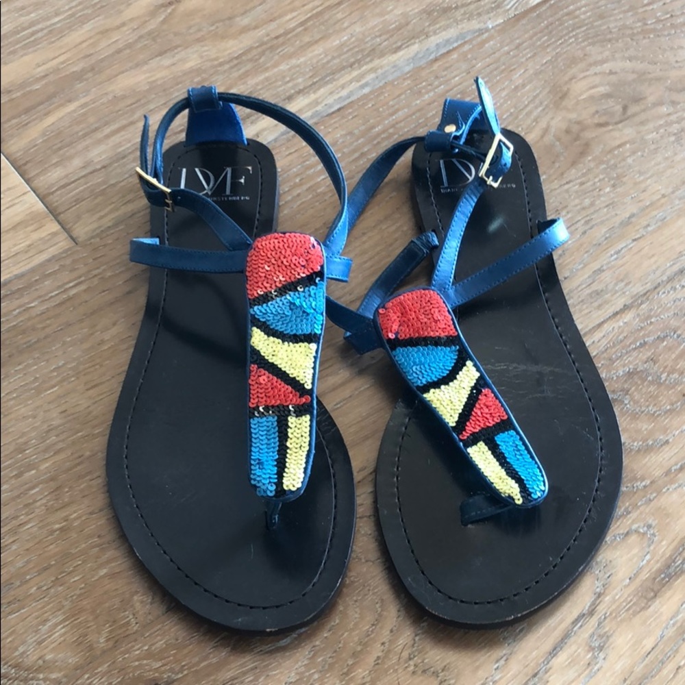 🎉🎉 SALE! DVF Diane von Furstenberg Sequin Leather Sandals